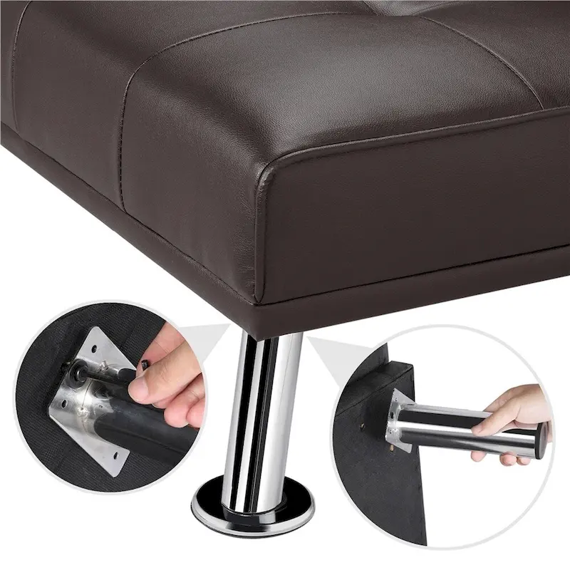 Yaheetech Modern Recliner Couch Faux Leather Futon Sofa Bed