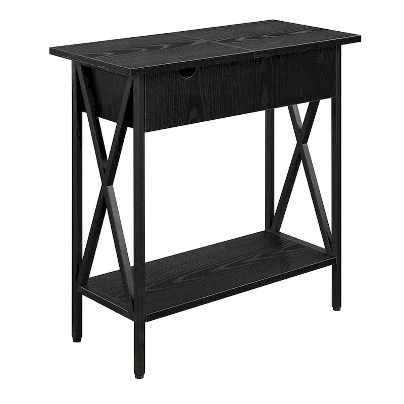 Convenience Concepts Tucson Flip Top End Table with Charging Station and Shelf