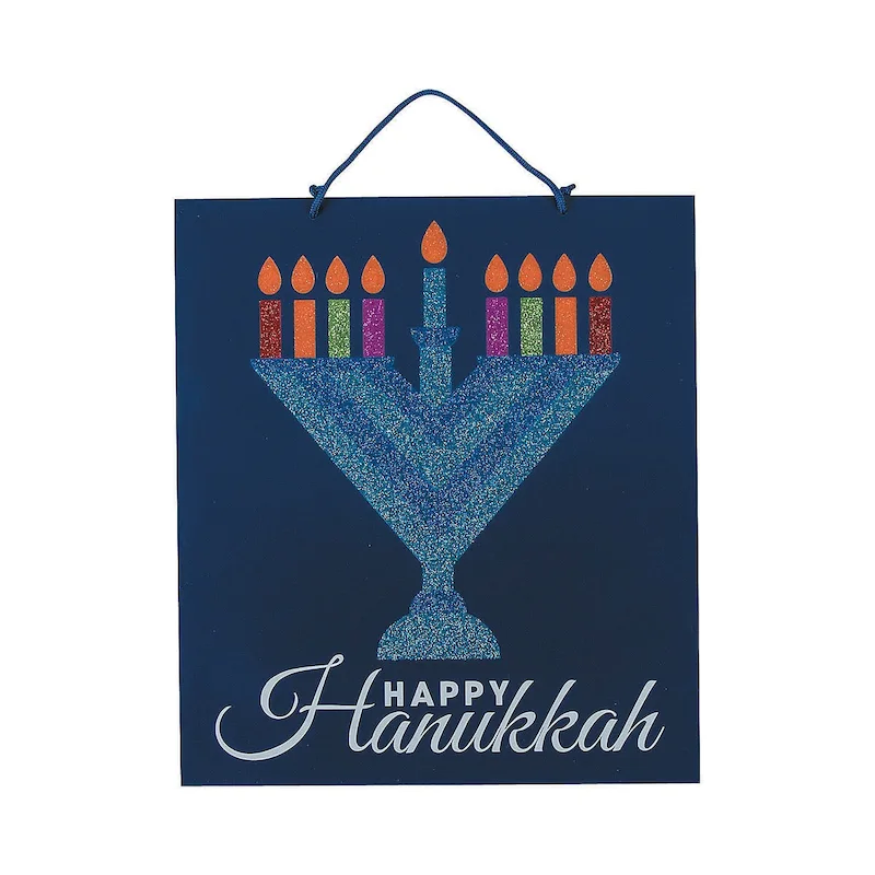 Menorah Glitter Wall Sign, Home Decor, 1 Piece