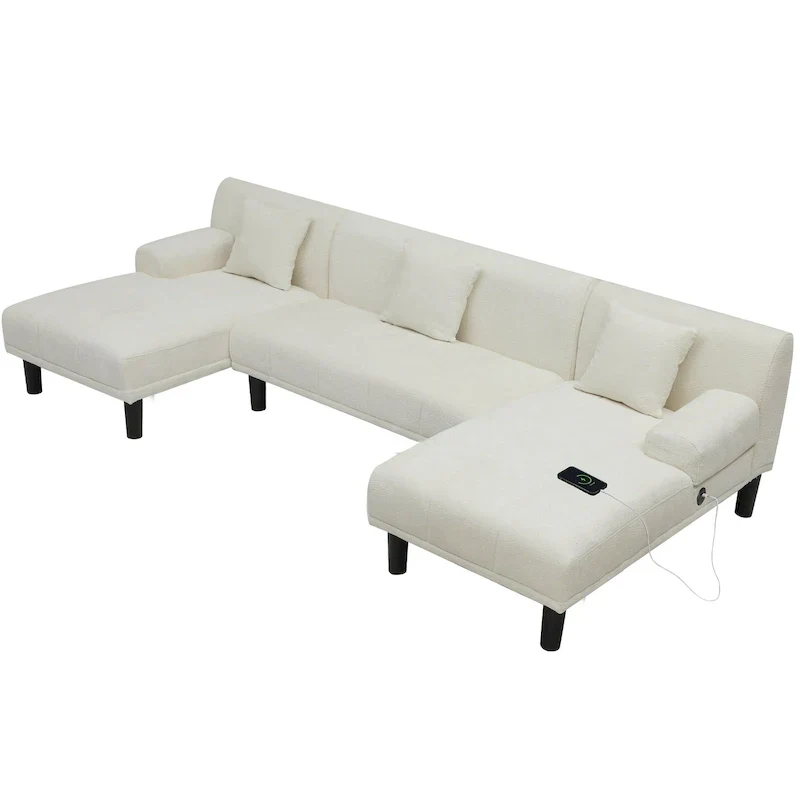 Moasis Sectional Couches U Shaped Sofa Chenille Modern Modular Couch - 45.6W x 106.3L x 26.7H