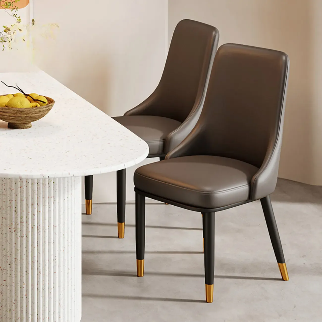 Modern Upholstered Metal Leather Dining Chairs