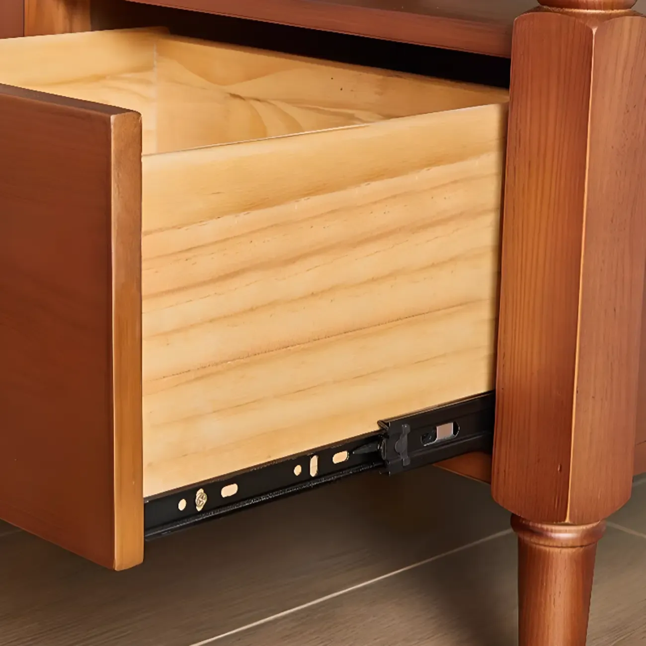 French Country Black 2 Drawers Wooden Nightstand