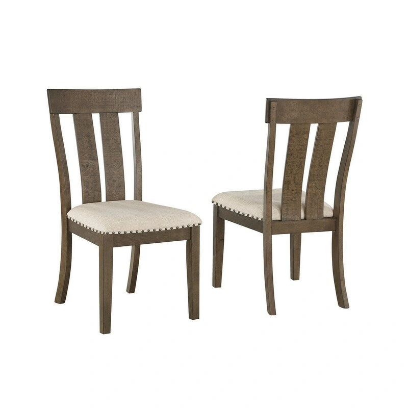 Best Quality Furniture Brown Oak Side Chairs (Set of 2)