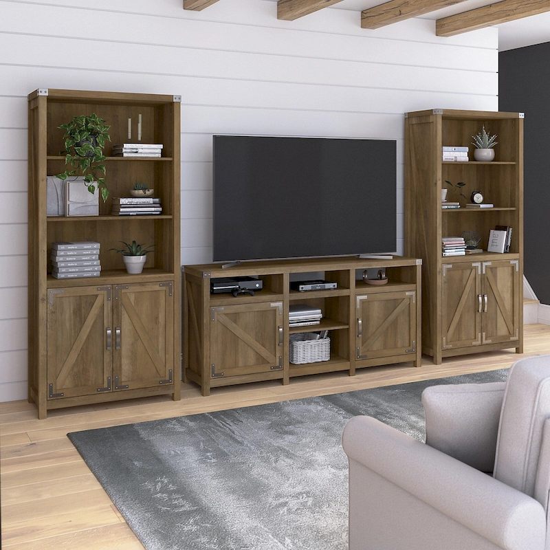 Cottage Grove TV Stand for 70 Inch TV with Bookcases by Bush Furniture