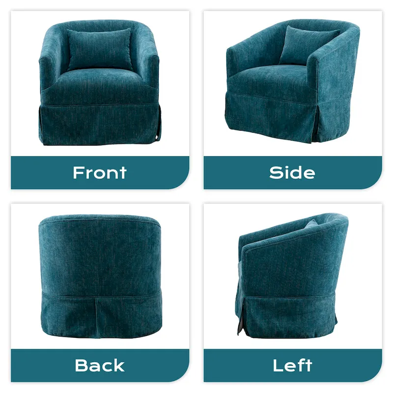 Ouyessir Upholstered Swivel Barrel Chair 360 Degree Accent Chair Fabric Armchair