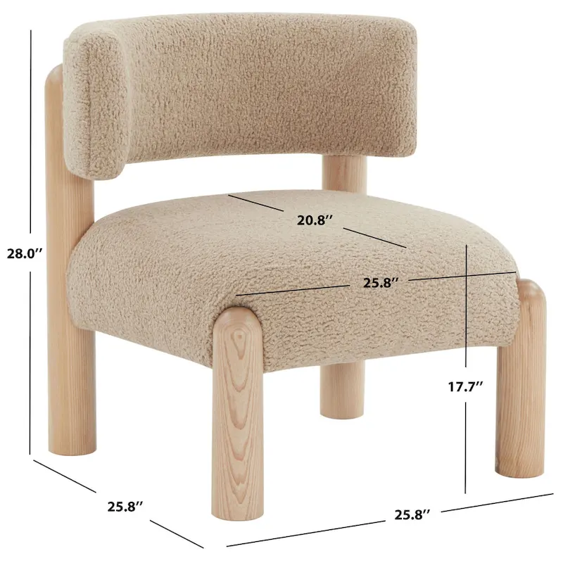 Faux Shearling Accent Chair - 26 In. W x 26 In. D x 28 In. H