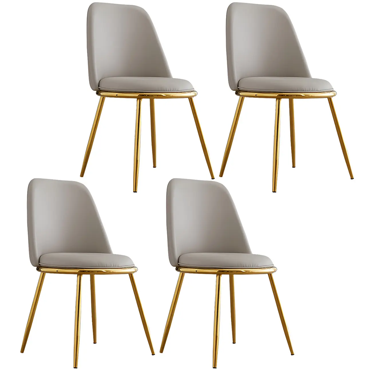 Glam Scandinavian Leather Armless Dining Chairs Metal Frame