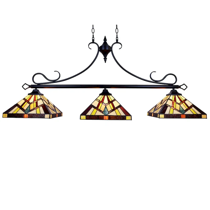 Tiffany Style Mission Design 3-light Linear Island Fixture