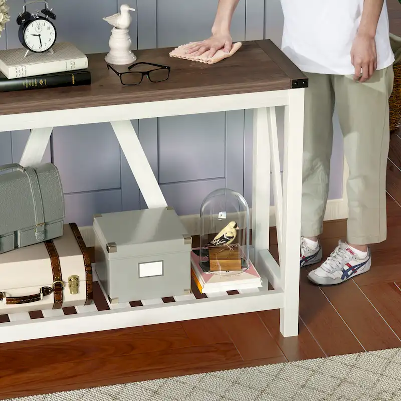 Pellebant A-frame Entry Console Table Long Sofa Table with Shelf - 45.27 in L x 13.98 in W x 31.88 in H