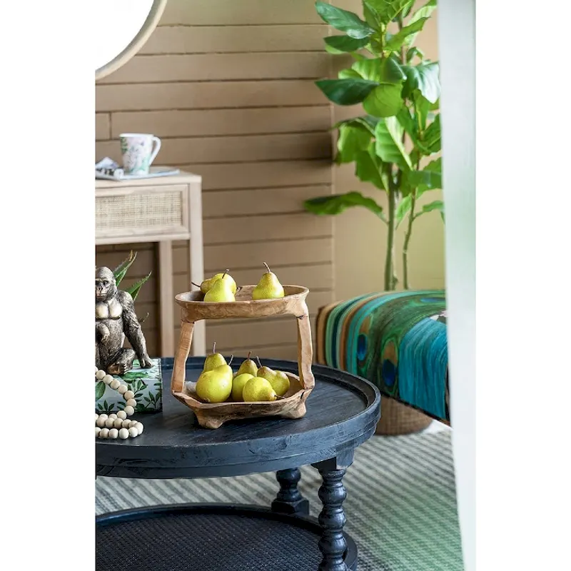 A&B Home 2-Tiered Teak Tray