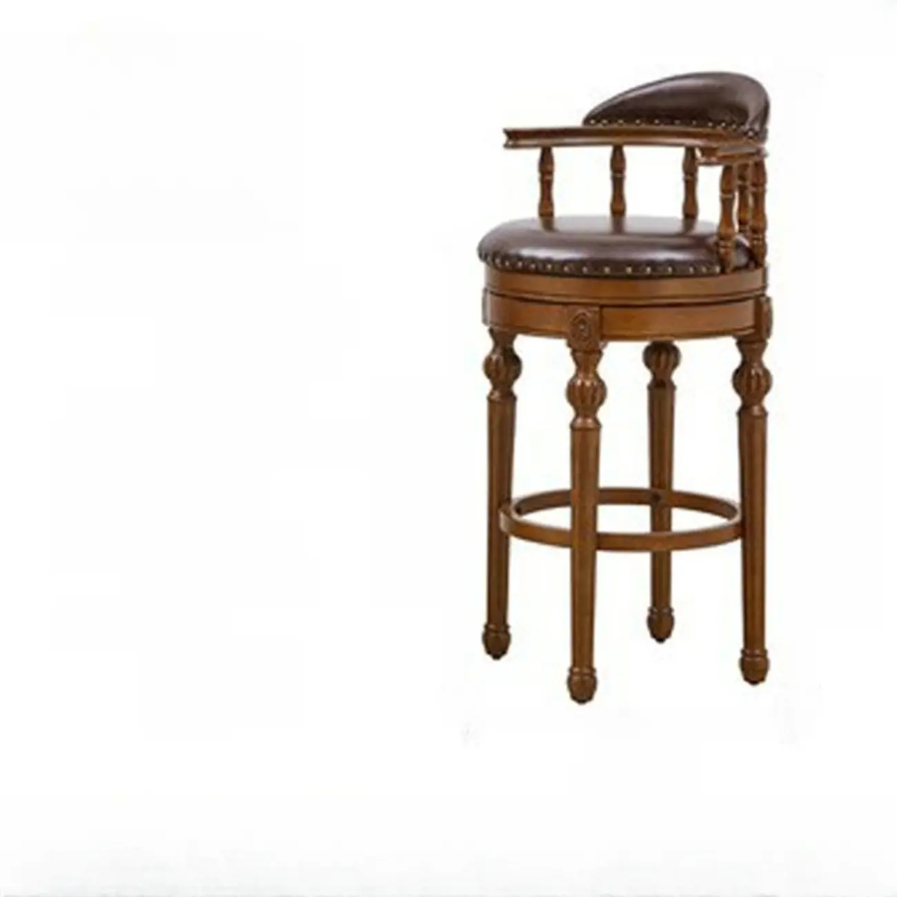 Traditional Brown Rubberwood Cushioned Bar Stools