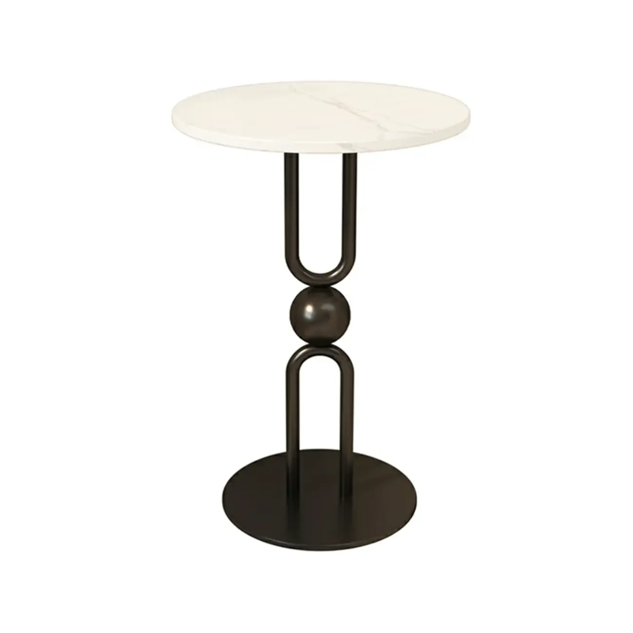 Living Room Glossy Black Metal Round Side Table