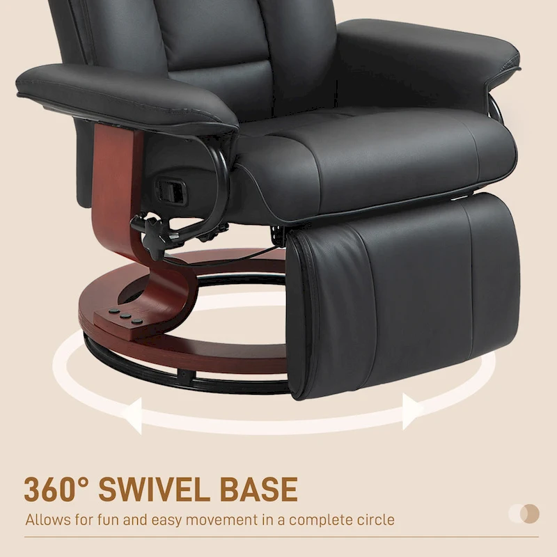 30.7 High Back Swivel Recliner Chair with Footrest