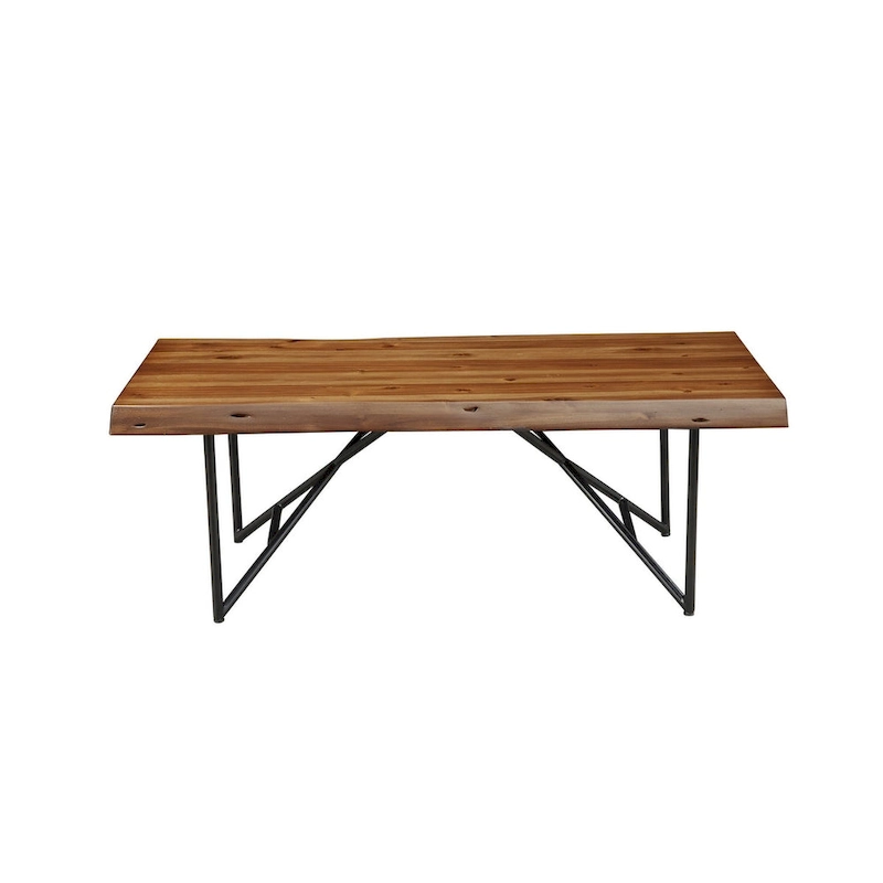 Alpine Furniture Live Edge Coffee/Cocktail Table - Light Walnut - 50 Wx25.5 Dx18 H