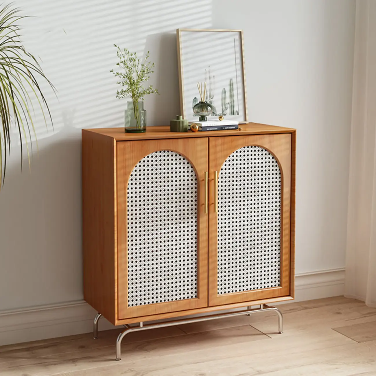 Tropical Pine Wood Accent Cabinet in Rectangular Shape
