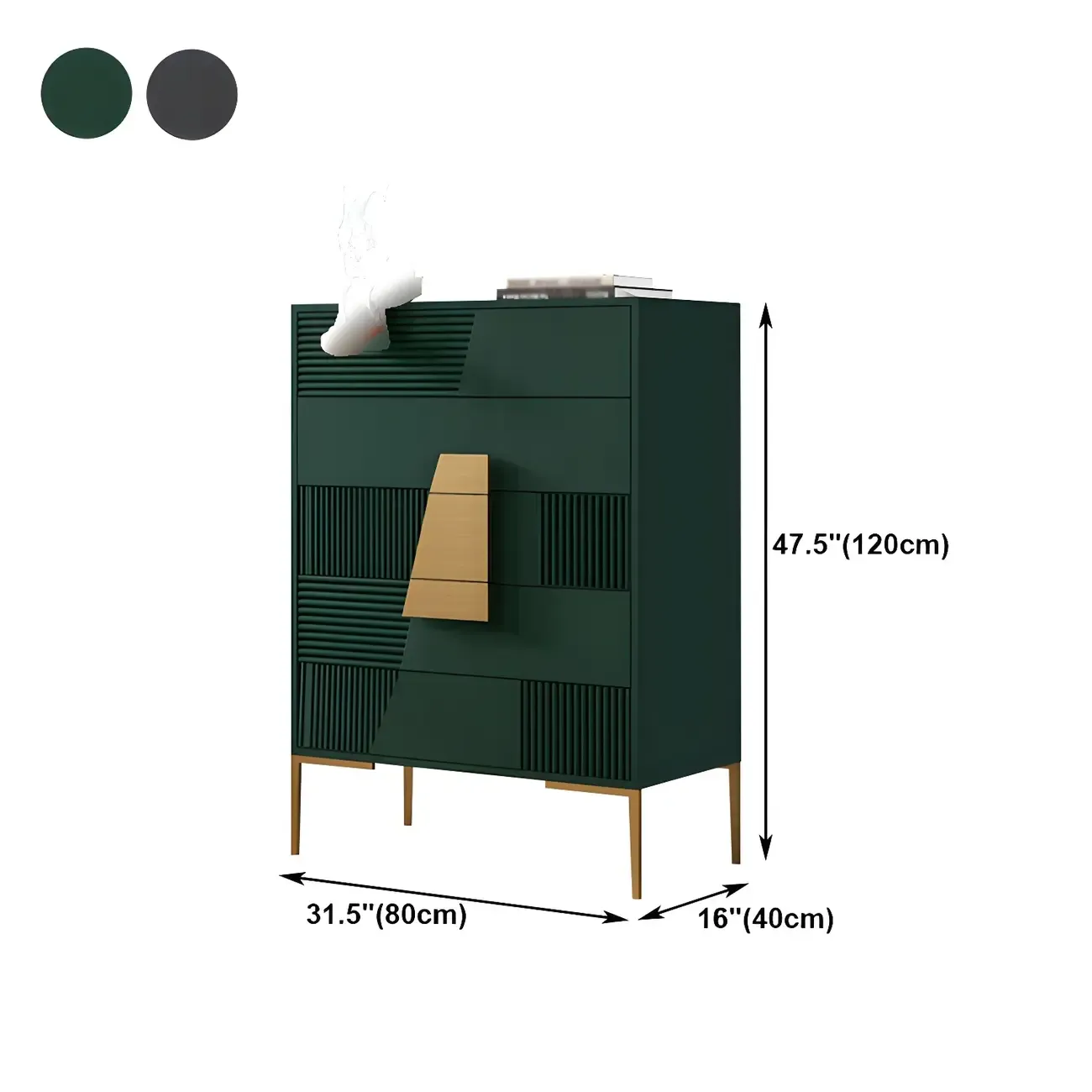 Elegant Wooden Sideboard with Drawers in Green/Grey