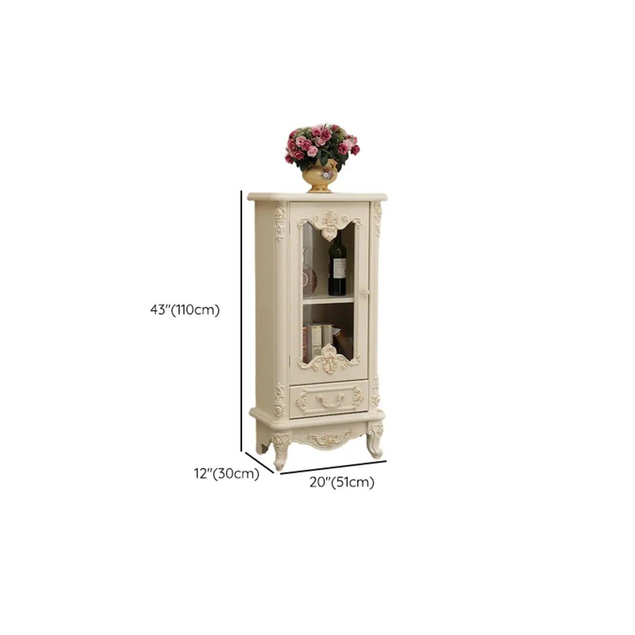 Scandinavian Wooden 2-Drawer Standard Curio Cabinet