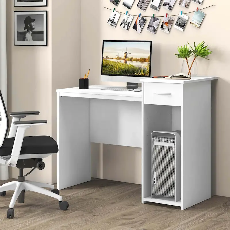 Costway Computer Desk with Drawer Modern Laptop PC Desk with