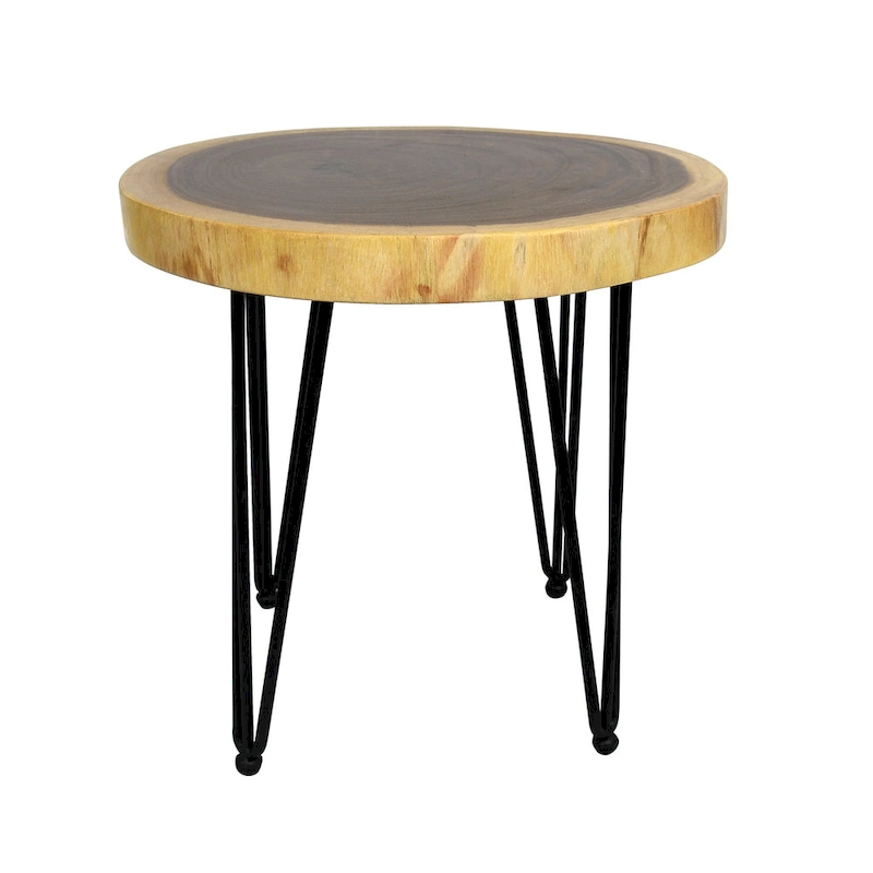 Natural Solid Wood Round End Table Coffee Table