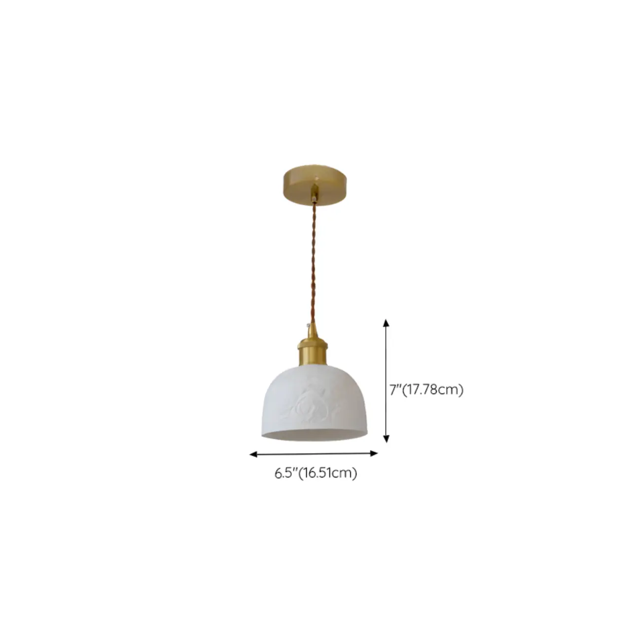 Elegant Brass Rose Ceramics Dome Pendant Light