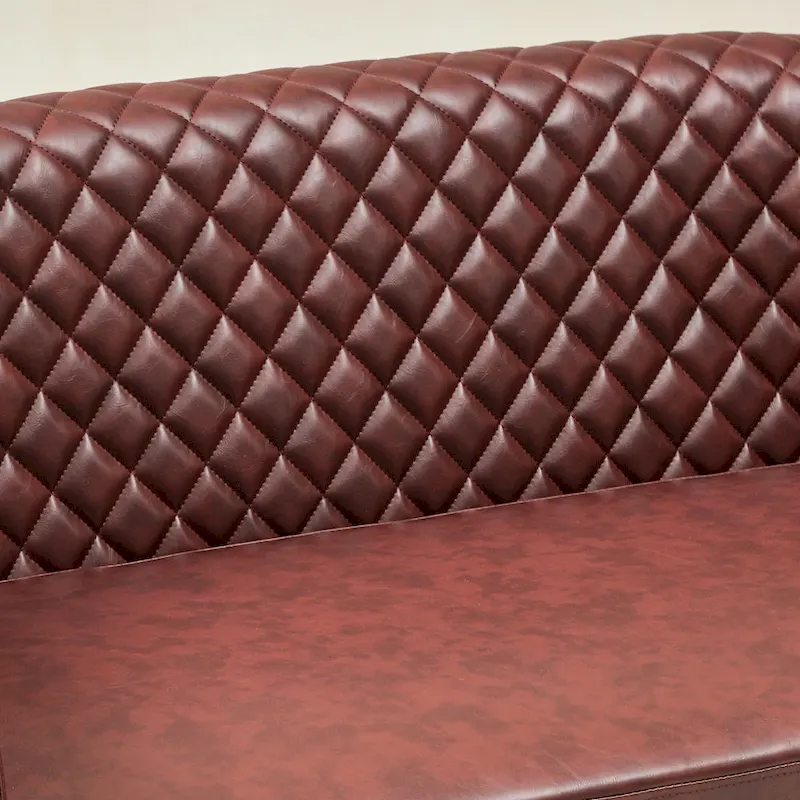 KINWELL 50W Tufted Faux Leather Upholstered Small Loveseat Sofa