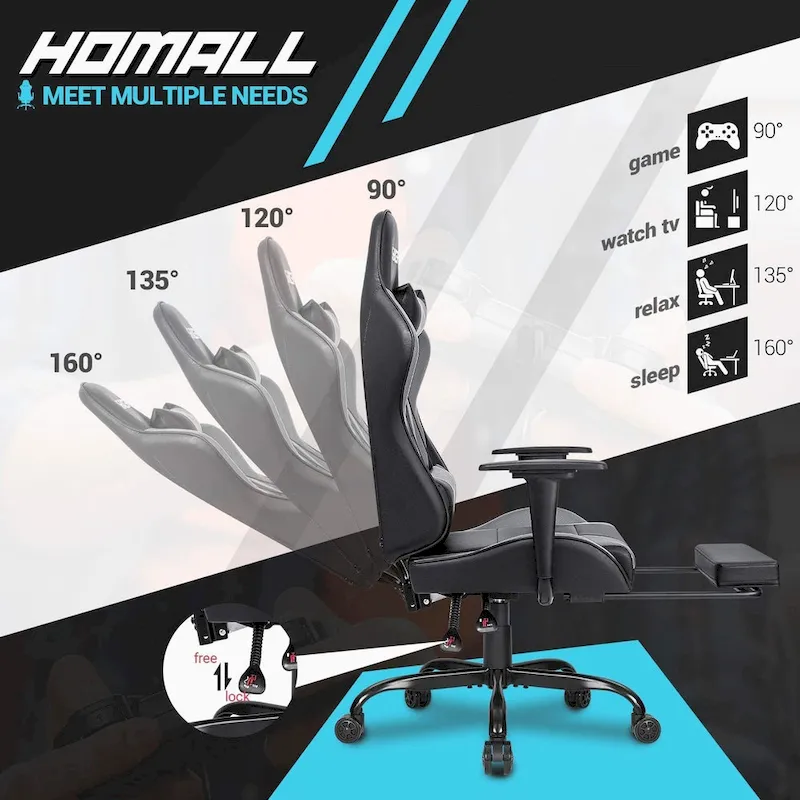 Gaming Chair with Footrest - Ergonomic Desk Chair