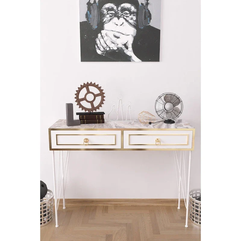 Modern Console Table with Sleek Metal Legs, Entryway Hallway Accent Table