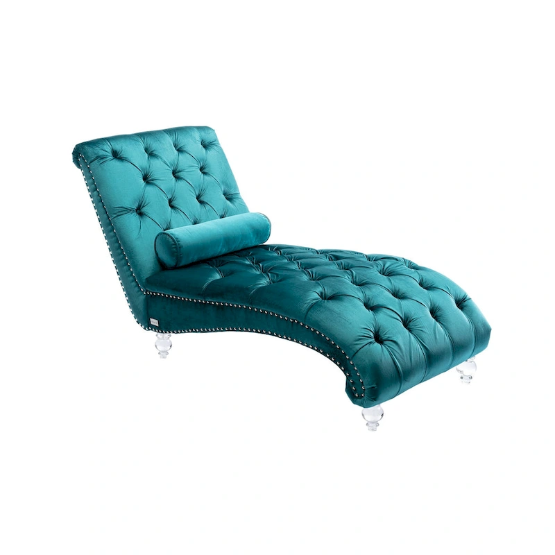 Velvet Tufted Chaise Lounge Accent Living Room Chair