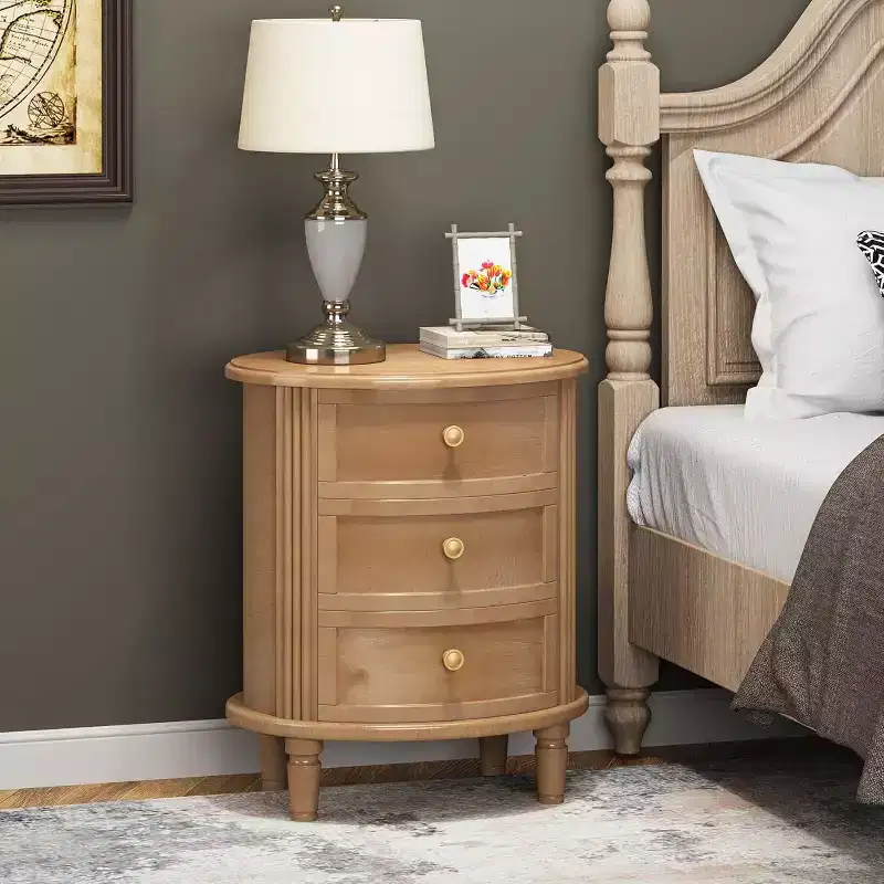 Wooden Farmhouse 3 Drawers Nightstand