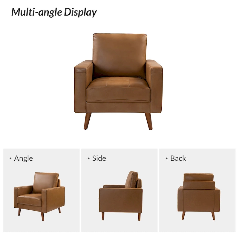 Elizabeth Mid-century Genuine Leather Arm Chair Set of 2 by HULALA HOME