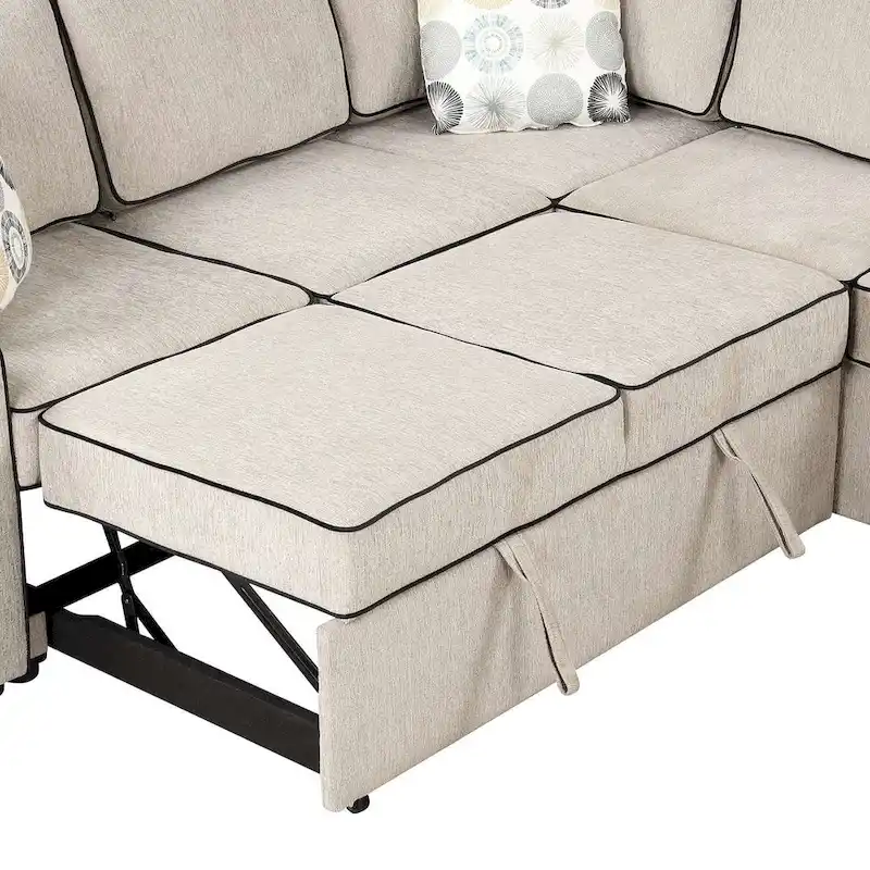 L-Shaped Reversible Chaise Sectional Sofa Pull Out Sofa Bed