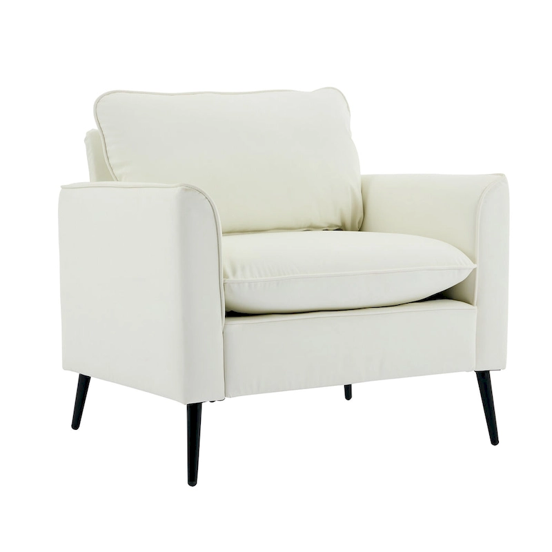 Cat paw leather upholstered sofa 1PC Cream White