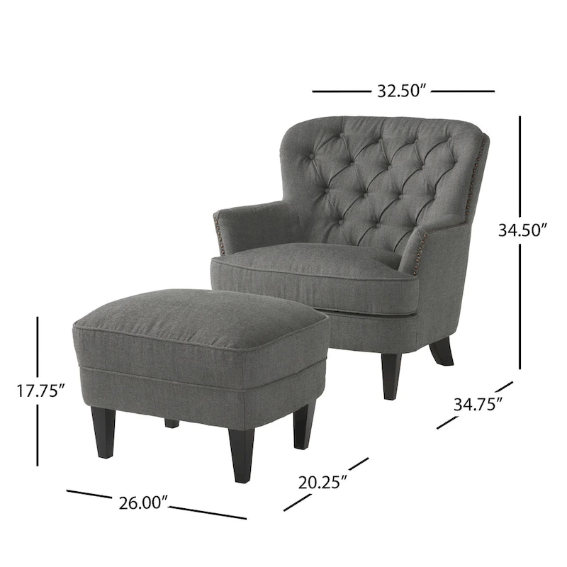 Tafton Tufted Club Chair with Ottoman by Christopher Knight Home
