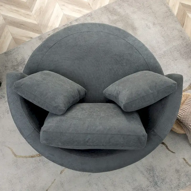 54 Wide Elegant Round Swivel Barrel Chair, Chair and a Half