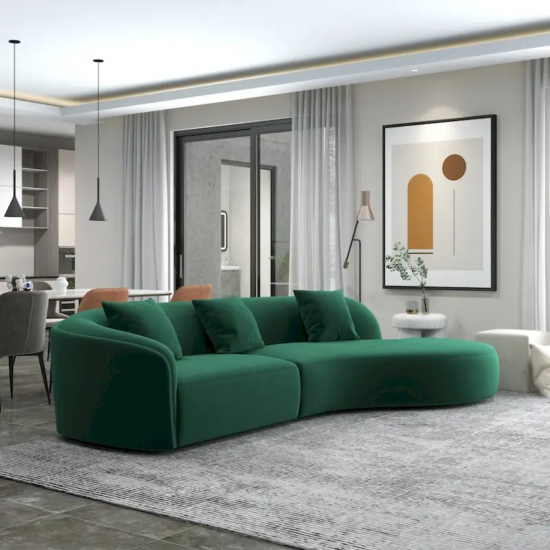 Gallar Japandi Style Luxury Modern Velvet Curved Sofa