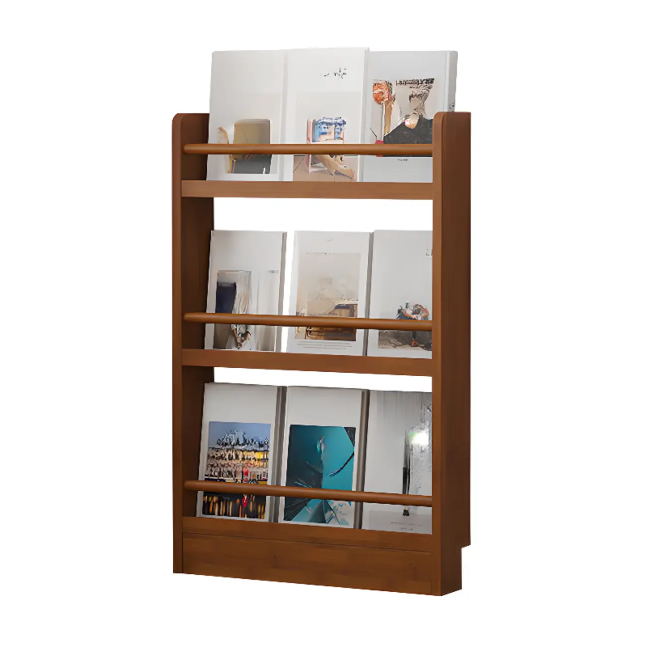 Rustic Brown Oak Bookcase Open Rectangular BookShelves