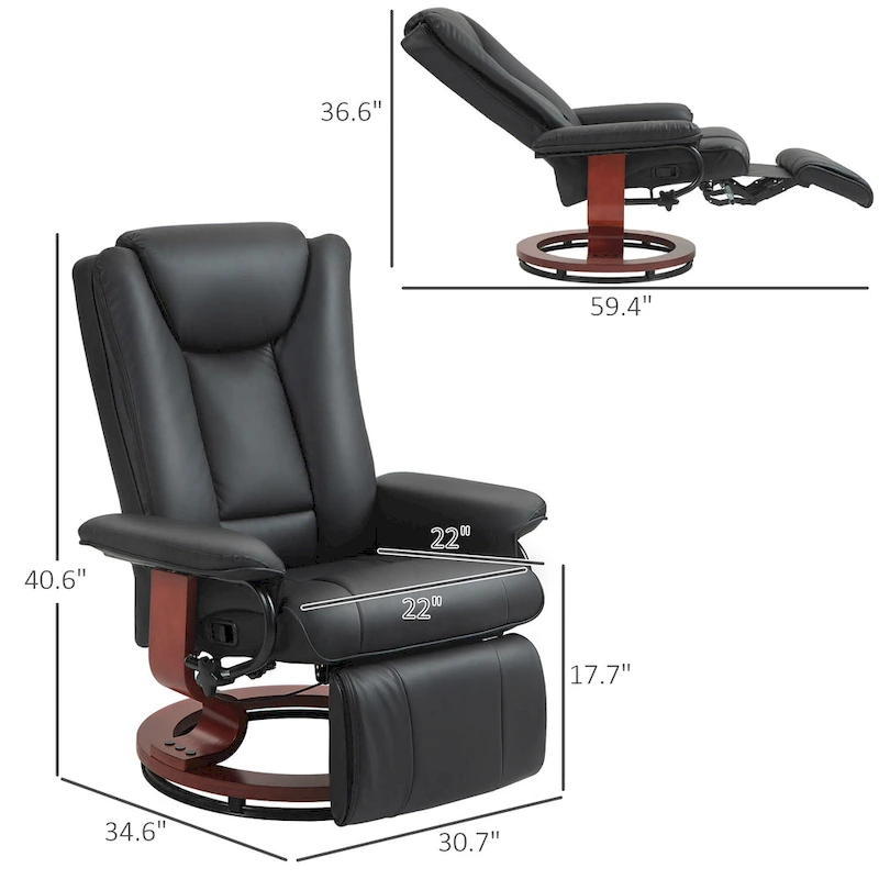 30.7 High Back Swivel Recliner Chair with Footrest