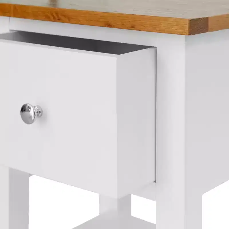 vidaXL 2-Piece Nightstands, 14.2x11.8x18.5, Solid Oak Wood Top and Pinewood Frame, Dark Wood and White, Space-Saving Design, Fully Assembled