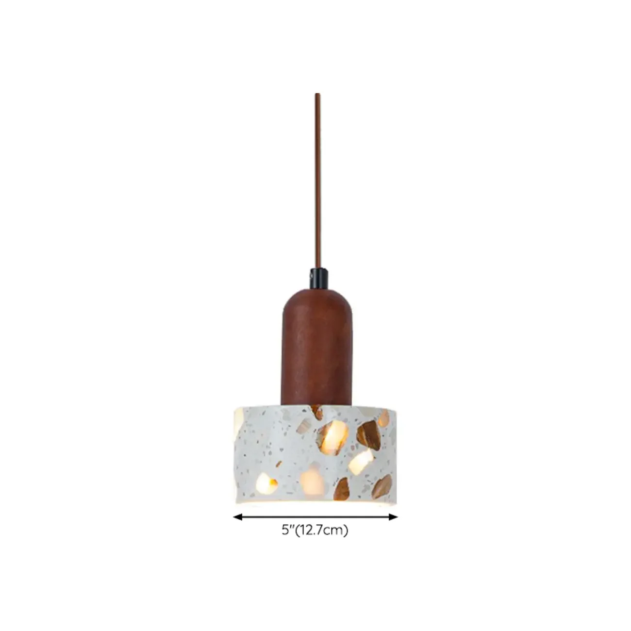 Modern Terrazzo Cylinder Brass Pendant Light