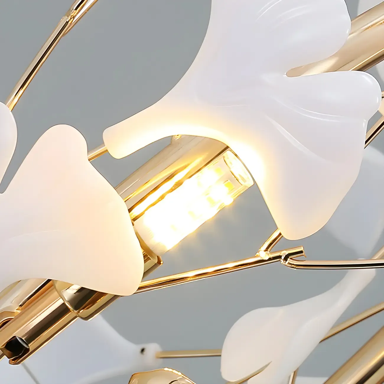 Adjustable Modern White 8-Light Leaf Island Light