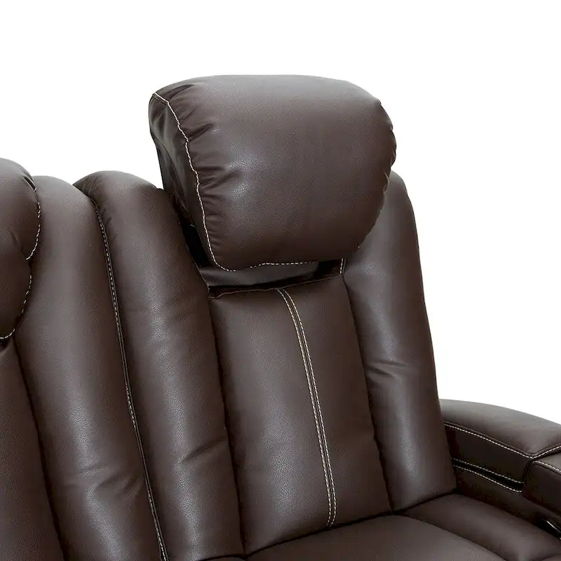 Seatcraft Republic Brown Leather Home Theater Power Recline Sofa