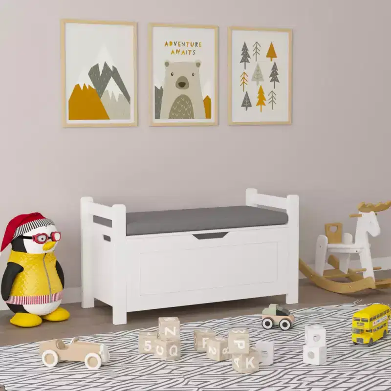 White 3-Shelf Kids Toy Storage Organizer with Front Bookshelf
