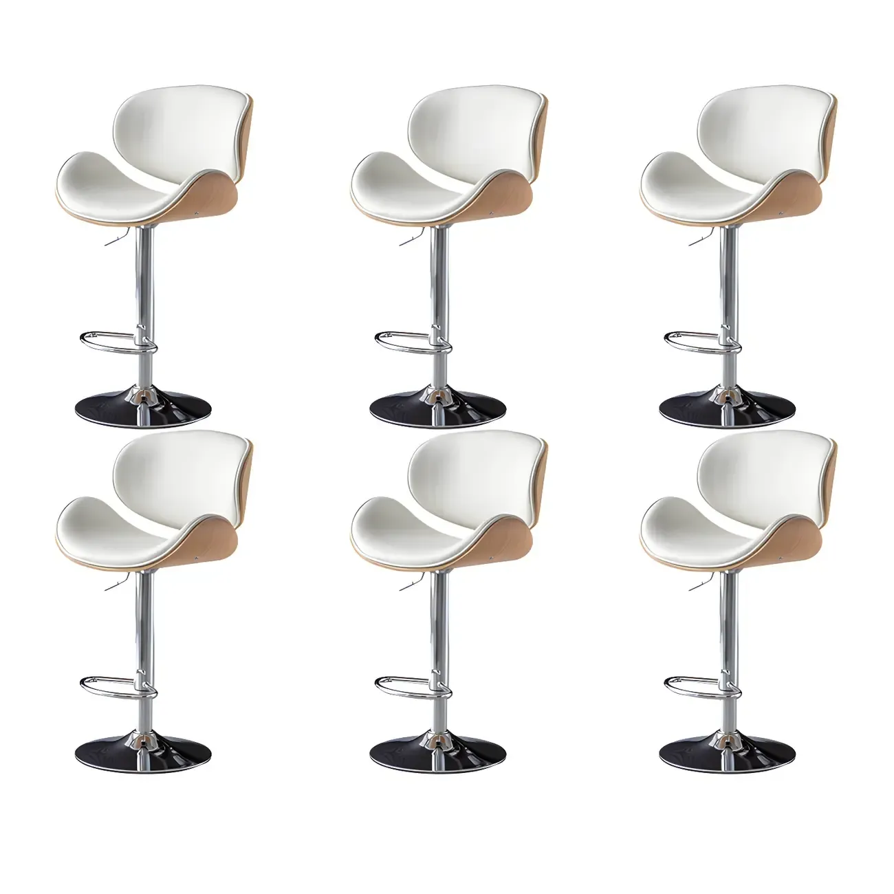 Arched Blackish Green Leather Swivel Adjustable Bar Stool