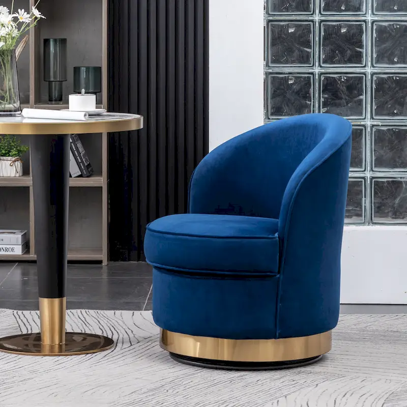 Blue 22 Upholstered Velvet Accent Chair with Swivel Base
