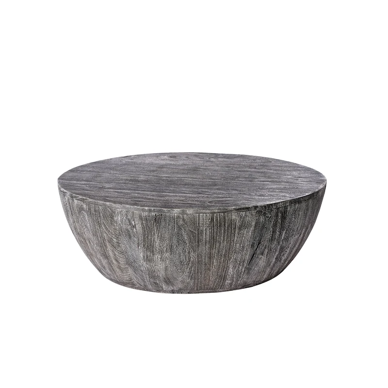 Arthur 35.5 Inch Round Mango Wood Coffee Table Subtle Grains