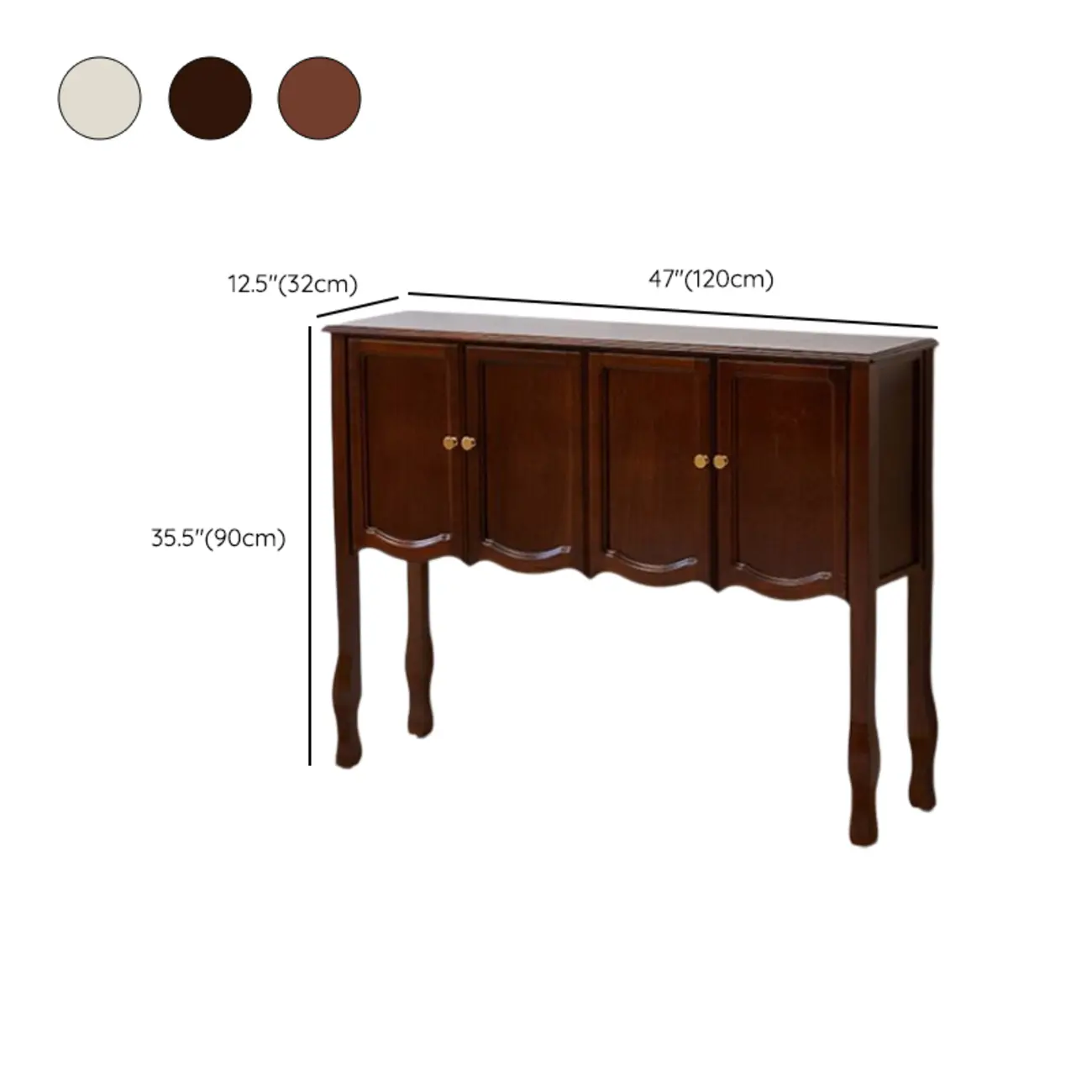 Traditional Brown Wooden Console Table with Drawers
