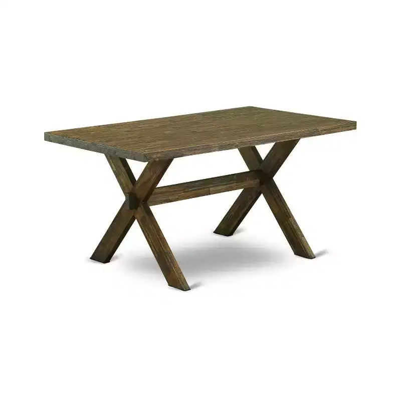 5-Piece Rectangle Distressed Jacobean Finish Solid Wood Top Dining Table with 4-Parson Chair