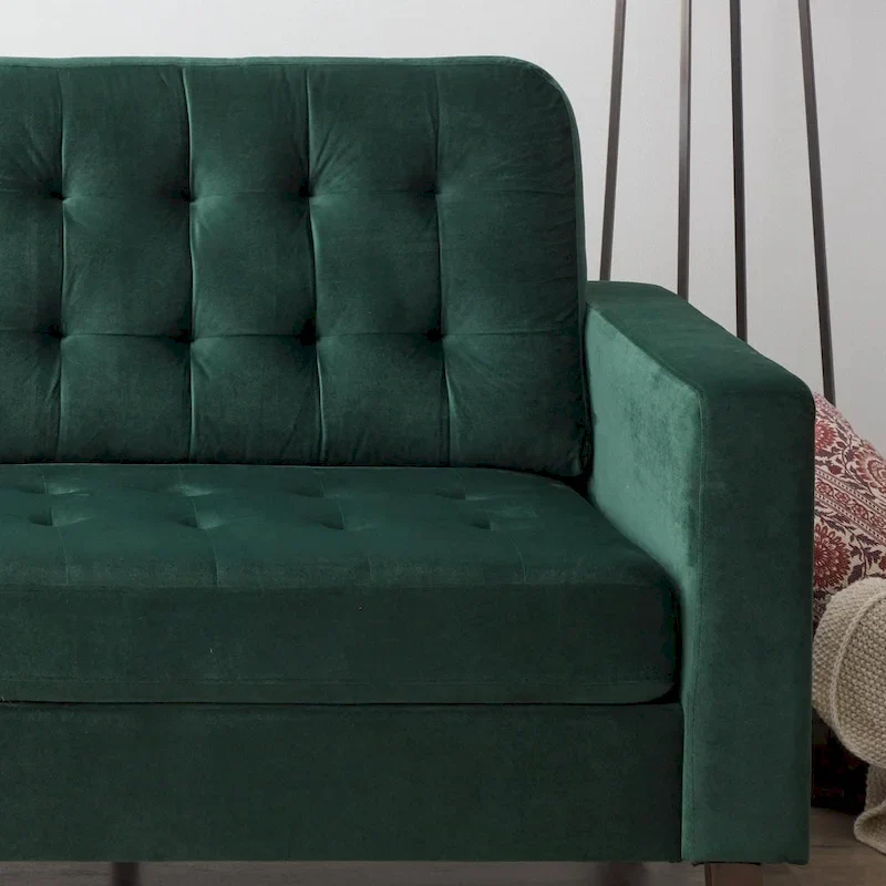 Brookside Brynn 76-in. Square-arm Faux Leather/Velvet/Fabric Sofa