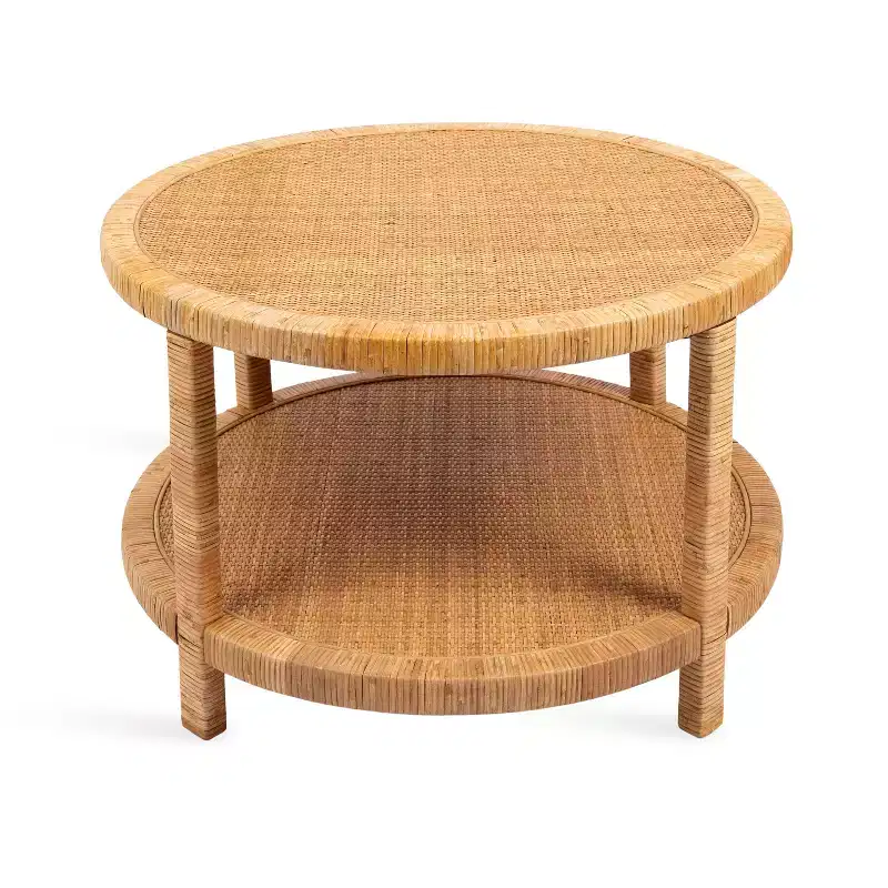 Kate and Laurel Rafina Rattan Round Coffee Table, 28x28x18, Natural