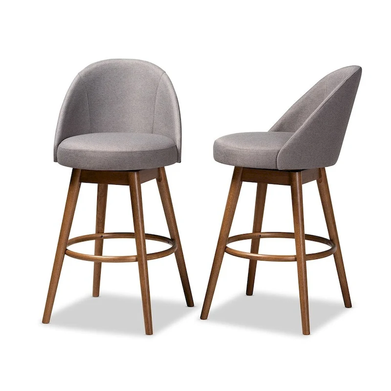 Mid-Century Modern Swivel 2-Piece Bar Stool Set